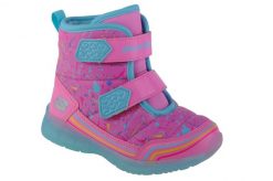 Buty turystyczne zimowe śniegowce dziewczęce, Skechers Illumi-Brights. Czerwone śniegowce dziewczęce Skechers, z materiału, sportowe, bez zapięcia. Za 179.99 zł.