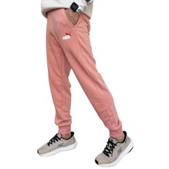 Spodnie Do Joggingu Męskie Logo ESS+. Brązowe spodnie sportowe męskie Puma, l, bez wzorów, z bawełny, do biegania. Za 119.00 zł.