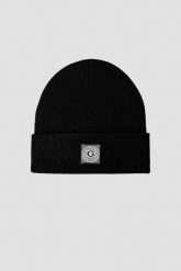 GUESS Czarna czapka Branded Beanie Washed. Czarne czapki i kapelusze męskie Guess, z aplikacjami. W wyprzedaży za 125.99 zł.