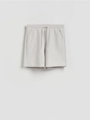 Strukturalne szorty regular fit - jasnoszary. Szare szorty męskie Reserved, l, bez wzorów, z bawełny. Za 99.99 zł.