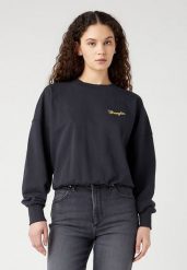 DAMSKA BLUZA WRANGLER RELAXED SWEATSHIRT FADED BLACK 112343708. Czarne bluzy damskie Wrangler, m, bez wzorów, bez kaptura. Za 199.99 zł.