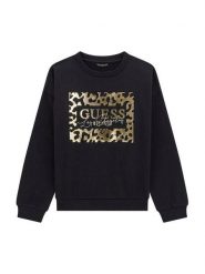Guess Bluza J5BQ00 KAV34 Czarny Regular Fit. Czarne bluzy dla dziewczynek Guess, z aplikacjami, z bawełny, bez ramiączek, bez kaptura. Za 219.99 zł.