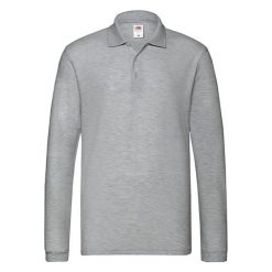 Męska Koszulka Polo Premium Z Długim Rękawem. Szare bluzki z długim rękawem męskie Fruit of the Loom, m, bez wzorów, bez ramiączek. Za 85.99 zł.
