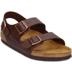 Buty do chodzenia męskie Birkenstock Milano Bf. Brązowe klapki męskie Birkenstock, bez wzorów, z materiału. Za 579.00 zł.