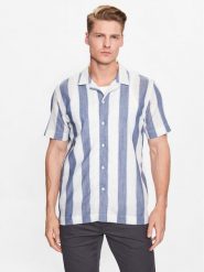 Lindbergh Koszula 30-203419 Niebieski Relaxed Fit. Niebieskie koszule męskie Lindbergh, m, bez wzorów, z bawełny, bez kołnierzyka, bez ramiączek. Za 129.99 zł.