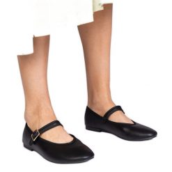 Czarne balerinki damskie ze sprzączką. Czarne baleriny damskie bez wzorów, z gumy, eleganckie, bez obcasa. Za 75.95 zł.