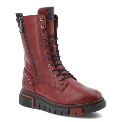 Czerwone Botki Mustang Modne Obuwie Damskie. Czerwone botki damskie Mustang, ze skóry ekologicznej, bez obcasa. Za 331.99 zł.