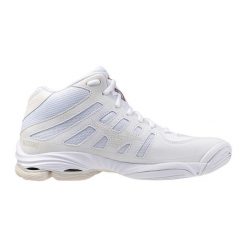 Buty do użytku wewnętrznego dla kobiet Mizuno Wave Voltage Mid Wos. Białe obuwie sportowe damskie Mizuno, bez wzorów, do siatkówki, mizuno wave. W wyprzedaży za 455.20 zł.