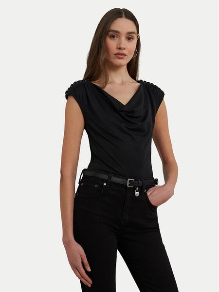 LAUREN RALPH LAUREN Bluzka 200889317003 Czarny Relaxed Fit. Czarne bluzki damskie Lauren Ralph Lauren, xs, bez wzorów, z syntetyku, bez kołnierzyka, bez ramiączek. Za 409.99 zł.