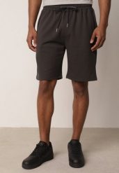 Ciemnoszare Szorty Dresowe z Bawełną i Sznurkami Leofiel. Szare szorty męskie Born2be, l, bez wzorów, z bawełny, klasyczne. Za 59.99 zł.