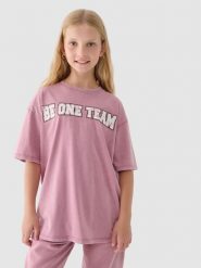 4F T-shirt z nadrukiem dziewczęcy - różowy 146 (10-11 lat). Czerwone t-shirty i topy dla dziewczynek 4f, bez wzorów, z bawełny, bez ramiączek. W wyprzedaży za 19.99 zł.