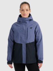 4F Kurtka trekkingowa membrana 10000 damska - granatowa XS. Niebieskie płaszcze damskie 4f, na zimę, m, bez wzorów, z materiału, bez kaptura. Za 399.99 zł.