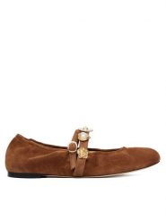 Stuart Weitzman Baleriny Socharming Mary Jane SN125 Brązowy. Brązowe baleriny damskie Stuart Weitzman, bez wzorów, ze skóry, bez obcasa. Za 2,079.00 zł.