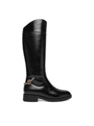 Nine West Kozaki CEO-RASHA-02 Czarny. Czarne kozaki damskie Nine West, z materiału, bez obcasa, na płaskiej podeszwie. Za 349.99 zł.