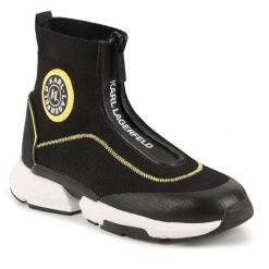 Sneakersy Karl Lagerfeld Kids. Czarne półbuty chłopięce Karl Lagerfeld Kids, bez wzorów, bez zapięcia. Za 499.99 zł.