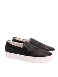 Liviana Conti Sneakersy "Slip-On" | N6EY02 161 / Slippon Vitello Stampato | Kobieta | Czarny. Czarne trampki i tenisówki damskie Liviana Conti, bez wzorów, ze skóry, bez zapięcia. W wyprzedaży za 249.00 zł.