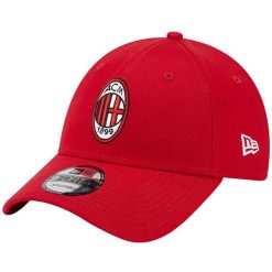 Czapka z daszkiem męska Core 9FORTY AC Milan Cap. Czerwone czapki i kapelusze męskie New Era, bez wzorów, z poliesteru, sportowe. Za 109.99 zł.