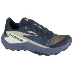 Buty do biegania damskie Salomon Genesis. Niebieskie obuwie sportowe damskie Salomon, bez wzorów, z materiału, do biegania. Za 635.80 zł.