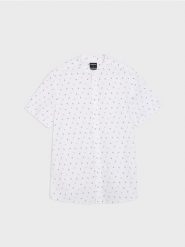 Koszula regular fit ze stójką - biały. Białe koszule męskie Sinsay, l, bez wzorów, bez kołnierzyka, bez ramiączek. Za 39.99 zł.