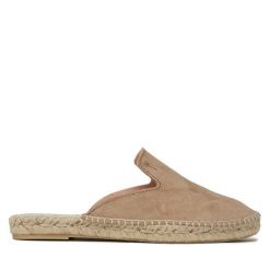 Klapki Manebi. Brązowe espadryle damskie Manebi, bez wzorów, bez obcasa, bez zapięcia. Za 250.99 zł.