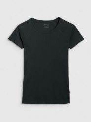 4F T-shirt regular z prążkowanej dzianiny damski - czarny XXL. Czarne koszulki sportowe damskie 4f, xs, bez wzorów, z bawełny, klasyczne, bez kołnierzyka. W wyprzedaży za 39.99 zł.