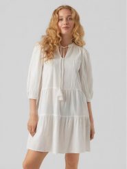 Vero Moda Sukienka letnia Pretty 10279712 Biały Regular Fit. Białe sukienki damskie Vero Moda, na lato, s, bez wzorów, z bawełny, bez kołnierzyka, bez ramiączek. Za 139.99 zł.