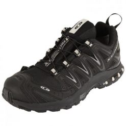 Buty outdoorowe treningowe do biegania wędrówek. Czarne obuwie sportowe damskie Salomon, bez wzorów, z materiału, do biegania. Za 448.00 zł.