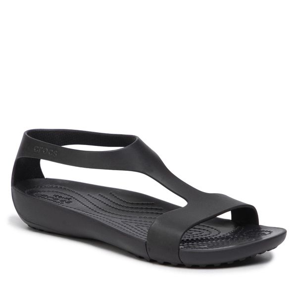 Sandały Crocs. Czarne klapki damskie Crocs, bez wzorów, bez obcasa, na płaskiej podeszwie, bez zapięcia. Za 149.99 zł.