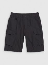 4F Spodenki casual męskie - czarne S. Czarne krótkie spodenki sportowe męskie 4f, l, bez wzorów, z dresówki. W wyprzedaży za 79.99 zł.