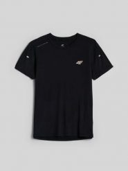 4F Koszulka trekkingowa z włókna bambusowego damska - czarna M. Czarne t-shirty damskie 4f, m, bez wzorów, z materiału, klasyczne, bez kołnierzyka. Za 119.99 zł.