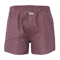 Bokserki Luźne, Czerwone w Kratkę, Majtki z Rozporkiem na Guziki, Bawełniane -Pako Jeans. Czerwone bokserki męskie Pako Jeans, m, bez wzorów, z bawełny. Za 33.00 zł.