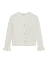 Guess Kardigan K6RR03 Z4530 Biały Regular Fit. Białe swetry dla dziewczynek Guess, z aplikacjami, z syntetyku, bez kołnierzyka, bez ramiączek, bez kaptura. Za 199.99 zł.