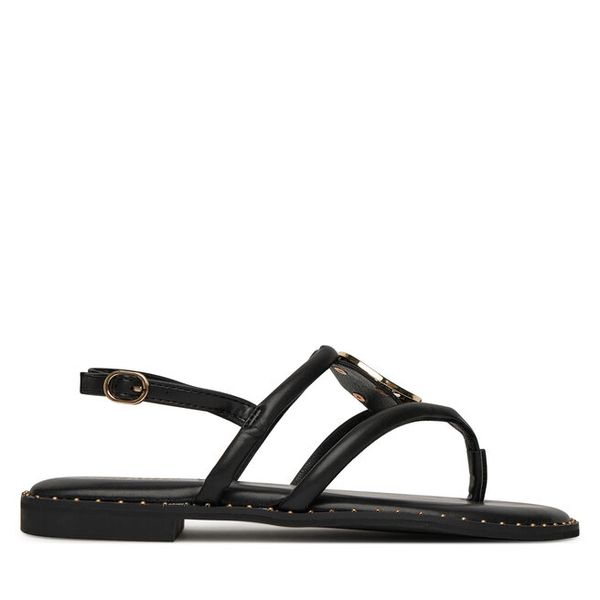 Sandały Nine West. Czarne sandały damskie Nine West, bez wzorów, bez obcasa, na płaskiej podeszwie, bez zapięcia. Za 179.99 zł.