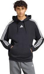 Adidas Bluza męska Essentials 3-Stripes French Terry Hoodie czarna KY6605 L. Czarne bluzy męskie Adidas, l, bez wzorów, bez kaptura. Za 279.71 zł.