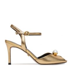 Sandały GINO ROSSI. Żółte sandały damskie Gino Rossi, bez wzorów, bez obcasa, na szpilce, bez zapięcia. Za 429.99 zł.