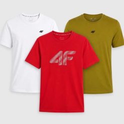 KOMPLET KOSZULEK 4F T-SHIRT MĘSKI ZESTAW 3PAK. T-shirty męskie 4f, m, bez wzorów, z bawełny, sportowe, bez kołnierzyka. Za 181.98 zł.