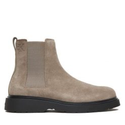 Sztyblety Calvin Klein. Brązowe botki męskie Calvin Klein, bez wzorów, bez zapięcia. Za 589.99 zł.