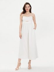 TWINSET Sukienka letnia 241TT2224 Biały Relaxed Fit. Białe sukienki damskie Twinset, na lato, bez wzorów, z bawełny, bez kołnierzyka, bez ramiączek. Za 1,009.00 zł.