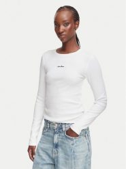 Guess Jeans Bluzka W6YP14 K3821 Biały Slim Fit. Białe bluzki damskie Guess Jeans, s, z aplikacjami, z bawełny, bez kołnierzyka, bez ramiączek. Za 169.99 zł.