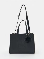 Torebka tote z odpinanym paskiem z tłoczeniem Minnie Mouse - czarny. Czarne torebki do ręki damskie Sinsay, bez wzorów, z tłoczeniem, bez dodatków. Za 49.99 zł.