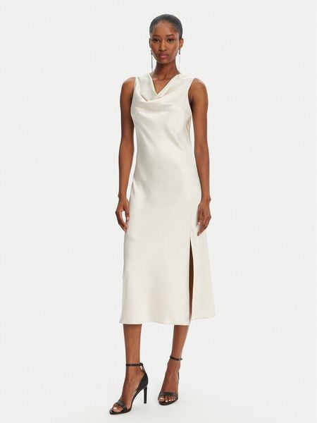 Patrizia Pepe Sukienka koktajlowa 2A2878/A563-B823 Écru Regular Fit. Sukienki damskie Patrizia Pepe, bez wzorów, z syntetyku, wizytowe, bez kołnierzyka, bez ramiączek. Za 599.99 zł.