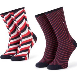 Zestaw 2 par wysokich skarpet unisex TOMMY HILFIGER - 493001001 Navy/Red 813. Brązowe skarpety damskie Tommy Hilfiger, bez wzorów, z bawełny. Za 49.99 zł.