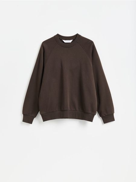 Gładka bluza oversize - brązowy. Brązowe bluzy męskie Reserved, l, bez wzorów, z bawełny, bez kaptura. Za 119.99 zł.