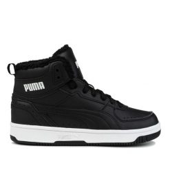 Buty damskie zimowe ocieplane Puma REBOUND JOY FUR. Białe obuwie sportowe damskie Puma, bez wzorów, z futra, trekkingowe. Za 198.00 zł.
