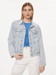 Tommy Jeans Kurtka jeansowa Flag DW0DW18331 Niebieski Regular Fit. Niebieskie kurtki damskie Tommy Jeans, l, bez wzorów, z bawełny, bez kaptura. Za 559.99 zł.