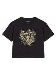 Guess T-Shirt J5YI35 K6YW4 Czarny Regular Fit. Czarne t-shirty i topy dla dziewczynek Guess, z aplikacjami, z bawełny, bez ramiączek. Za 79.99 zł.