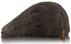 Melanżowy, Ocieplany Kaszkiet Męski z Wełną - Alties - Brązowy. Brązowe czapki i kapelusze męskie Alties, na jesień, bez wzorów, z poliesteru, eleganckie. Za 79.00 zł.