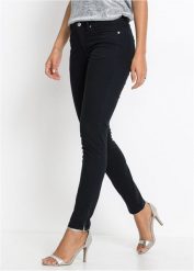 Dżinsy Skinny, mid waist, cropped. Czarne jeansy damskie bonprix, petite. Za 124.99 zł.