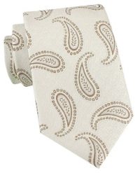 Elegancki Krawat Chattier - Kremowy we Wzór Paisley. Białe krawaty i muchy Chattier, bez wzorów, z tkaniny, eleganckie. Za 55.00 zł.