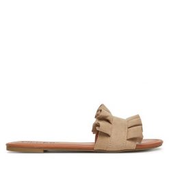 Klapki Pieces. Brązowe klapki damskie Pieces, bez wzorów, bez obcasa. Za 109.99 zł.